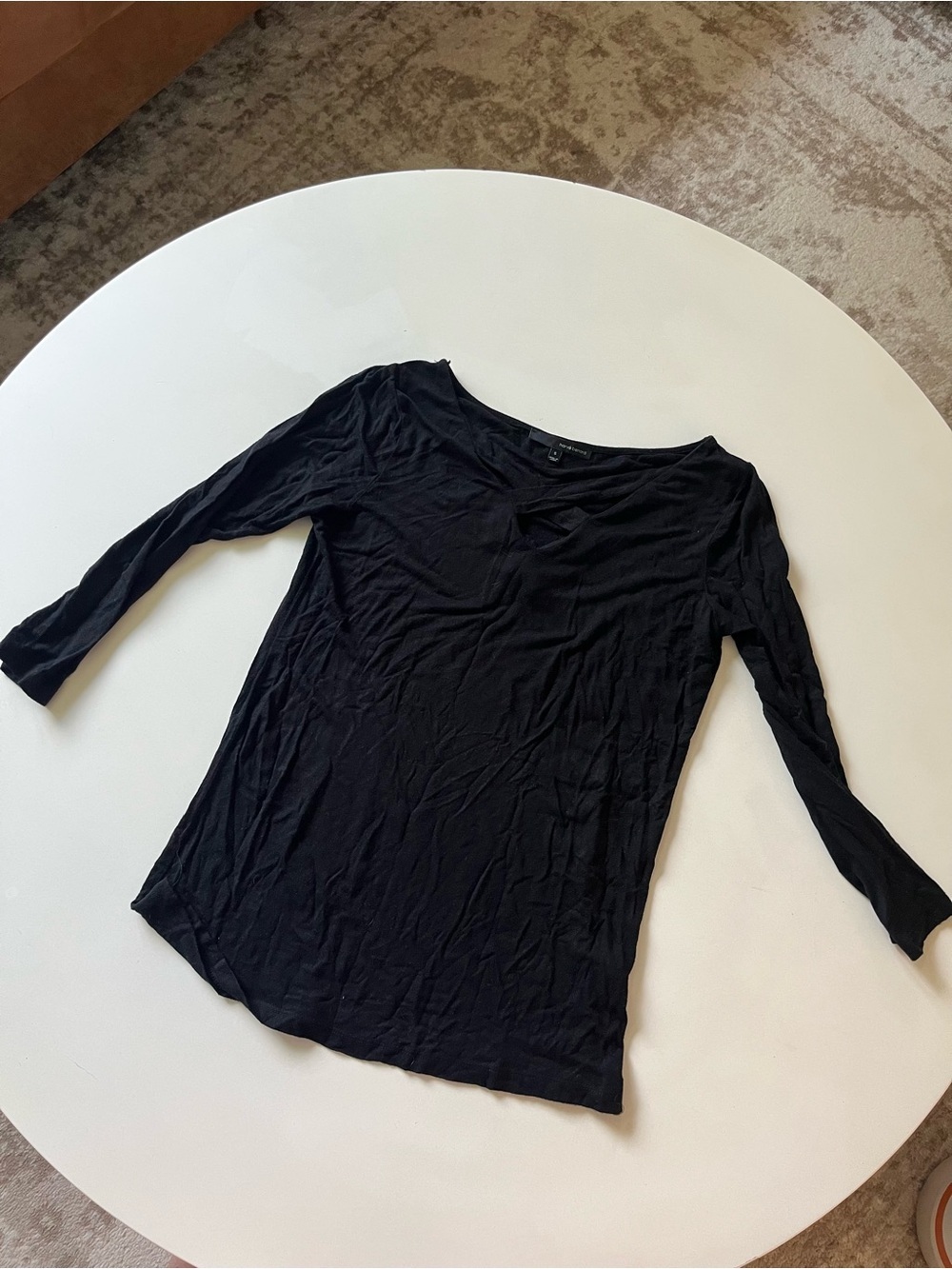Harve Benard Black Long Sleeve Cross Neck, Size Small